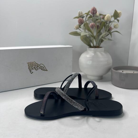 Ancient Greek Polytimi Crystals Strappy Flat Slip On Sandals Women's US 5M - Picture 7 of 9